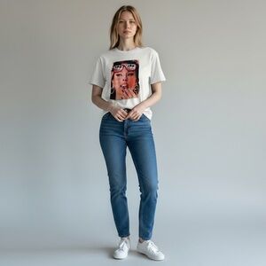Guess Cream Graphic Women's Tee